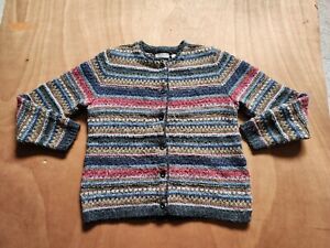Vintage Acrylic Wool Knitted Cardigan Sweater Fuzzy Women's Small
