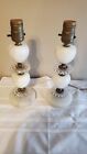 Pair Of  Vintage Alabaster  and glass Boudoir Electric Lamps