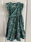Tea Collection Green Floral Printed Woven Wrap Dress  Size 7