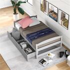 New ListingTwin Size Platform Bed Frame with Two Storage Drawers Pinewood Single-layer Bed