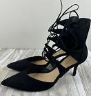 Schutz Pumps Suede Lace Up Pointed Toe Heels Black Size 8.5