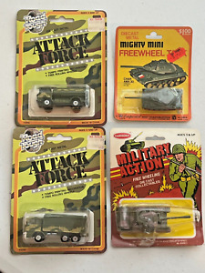 (A218)Lot of 4 Military Toys Harmony Road Rough Imperial Military Trucks & Tanks
