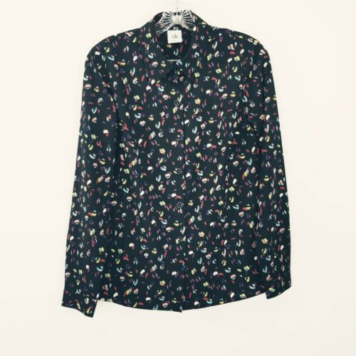 CAbi #3423 Black Confetti Ferris Long Sleeve Blouse Button Up Shirt XS