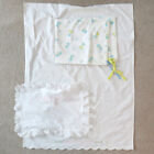 Lot Vtg Baby Crib Sheets / Embroidered Flat Sheet & Pillow Sham / 60s Printed