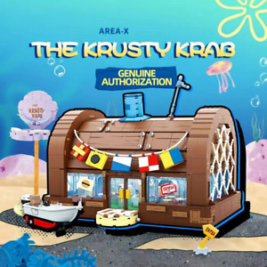SpongeBob Krusty Krab Restaurant Building Blocks Dollhouse Set in Box Kids Gifts
