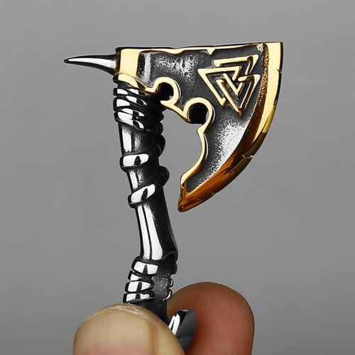 Nordic Pirate Rune Axe Necklace for Men, Creative Titanium Steel Pendant Jewelry