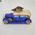 Vintage Blown Glass Old World ROLLS ROYCE CAR Christmas Ornament Classic Blue