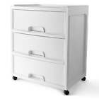 3 Drawer Wide Diamond Arctic White Plastic Storage Cart, Perfect for Home Unit