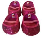 Build-A-Bear Pink Sparkle Glitter Ballet Shoes with Heart Sequins Two Pairs
