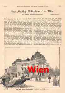 New Listinga102 410 Vienna Vienna German Volk Theatre article with 2 pictures 1889!!
