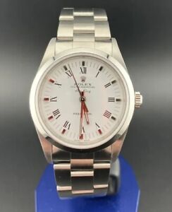 Rolex Air King Ref 14000M Automatic Watch White Roman Numerals Serviced by Rolex