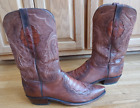 Vtg Lucchese Head Cut  Alligator Exotic Boots Brown Tooled Trim Size 12
