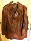 Vintage 70's ETIENNE AIGNER Men's Size 46 Warm Brown Leather Trench Coat/Jacket