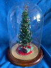 Westrim Mini Beaded Christmas Tree Pre Lit w/Battery pack Glass Dome & Ornaments
