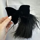 Vintage Velvet And Feather Hair Bow/clip