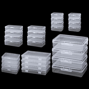 28 Pack Plastic Storage Boxes Small Rectangular Organizer Containers with Lids