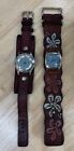 LOT OF 2 Fossil  Genuine Leather Quartz Analog Women's Watches No Battery