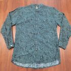 Wah Maker Frontier Wear Shirt Banded Collar Large Green Floral Cowboy