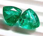 Flawless Natural 20.19 Ct Green Emerald Trillion Pair Loose Gemstone