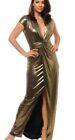 HALSTON HERITAGE  Evening Gown Gold Metallic 58” Length