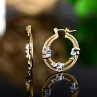 18K Two Tone Gold Plated Beautiful Triple Elephant Hoop Luck Earrings Womens