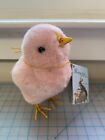 Vintage Bethany Lowe Easter Plush Fluffy Pink Chick w/ Metal Feet Rare
