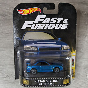 Hot Wheels Retro Entertainment - Fast & Furious Nissan Skyline GT-R (R34) - New