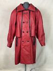 Vintage Robin’s Red Leather Trench Coat Double Breasted Women’s Size L