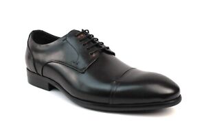 Black Men's Exclusive Genuine Leather Cap Toe Lace Up Oxfords  Shoes AZAR London