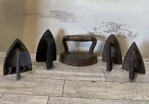 Lot of 5 Antique Mini Cast Iron Sad Irons Decor Rustic Farmhouse Collectible