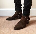 New Handmade Real Suede Leather Brown Formal Side Zipper Ankle Boots For Men