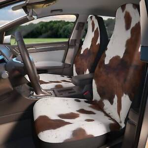 Brown Cow Print Car Seat Covers, Cow All Over Print Car Seat Covers Decor