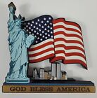 Shelia's God Bless America Wood Shelf Sitter 2001 USA Made September 11 Liberty