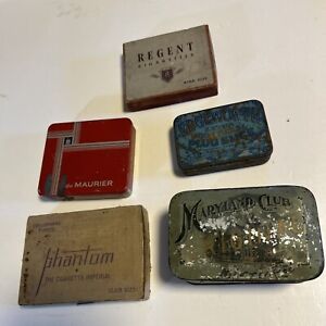 5 Empty Tobacco Boxes Tin And Cardboard Scarce Advertising Items