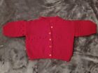 Vintage Crimson Red Crochet Knit Crop Top Cardigan Short Sleeve Size Small