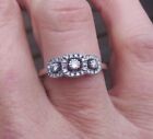 10k Solid White Gold Natural Diamonds Stackable Ring Size 6-1/2 Engagement