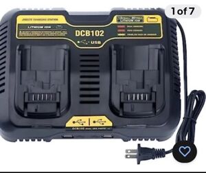 DCB102BP 2-Ports Battery Charger Replace for Dewalt 12V/20V MAX Jobsite Charg...
