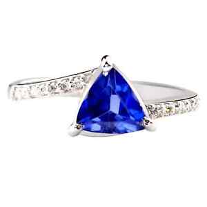 14KT White Gold 1.40Ct Natural Royal Blue Tanzanite IGI Certified Diamond Ring