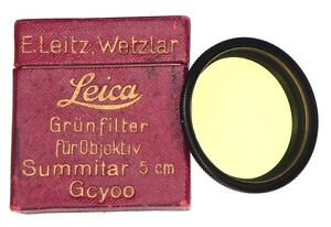 Leica E.Leitz Wetzlar GCYOO Black Rim Yellow-Green 1 Filter for Summitar  Minty