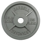 Cast Iron Olympic Weight Plates - 2-in Olympic Plates 2.5/5/10/25/35/45lb Grey