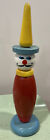 VINTAGE WOODEN PAINTED CLOWN FIGURINE FRANCE ANTIQUE FROM RING TOSS GAME