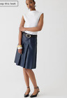 J.Crew $198 Pleated Faux Leather Skirt in Navy Size 4 BY897