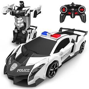 Carros A Control Remoto RC 1:18 Robot Policia De Transformer Juguetes Para Niños