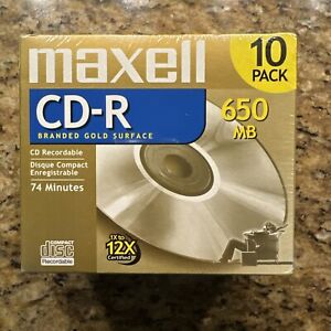 Maxell CD-R74 CD Recordable, 650 Megabyte, 74 Minute, (10-Pack) NEW SEALED