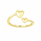 Cute Adjustable Bypass Double Heart Toe Ring Solid Real 14K Yellow Gold