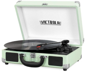 Mint Portable Suitcase Record Player Bluetooth Vinyl Record Player Suitcase New