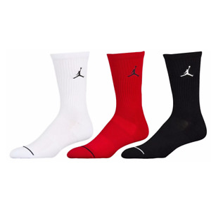 Men's Nike Jordan Jumpman 3-Pack Crew Socks - Black/White/Red (DX9632 902) -