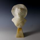 Vintage White Alabaster Sculpture of a Lady with a Hat