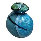 Handmade Studio Art Pottery Vase Rustic 9” Blues Greens