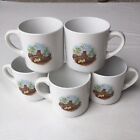Rooster Art Coffee Mug Tea Cup Chicken Farmhouse Rustic Country White Set of 5